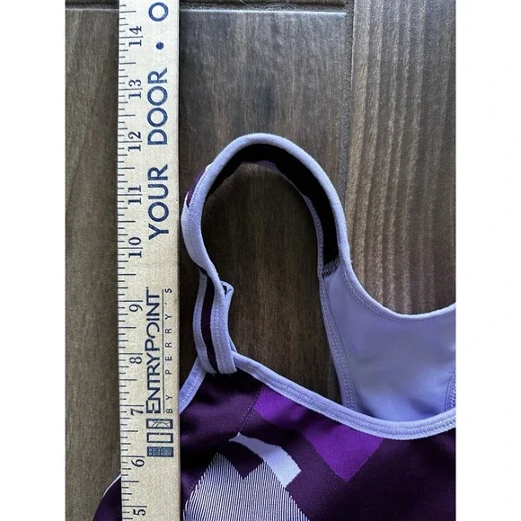 Brooks Juno High Impact Sports Bra Purple Geometric 40B 350037 Adjustable Straps - Picture 4 of 5